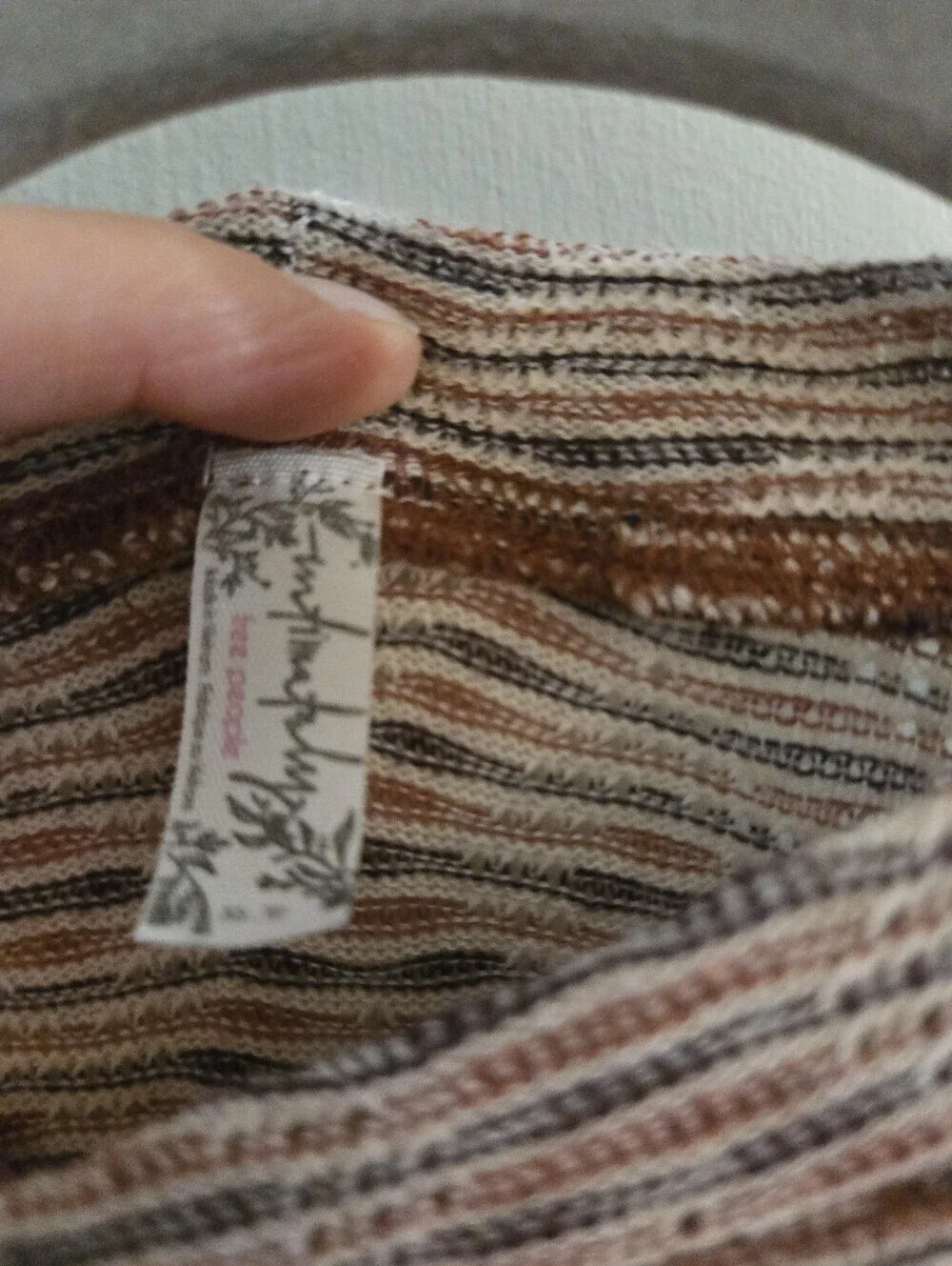 Free People Intimately All Yours Rust & White Striped Mock Neck Crop Top Size XS